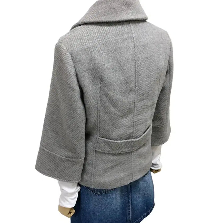 [BUNJANG] Melange Gray Hidden Button Vintage Coat / 멜란지 그레이 히든 버튼 코트