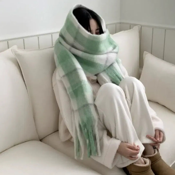 [BUNJANG] Acne Check Big Scarf / 체크 빅 목도리 머플러 아크네