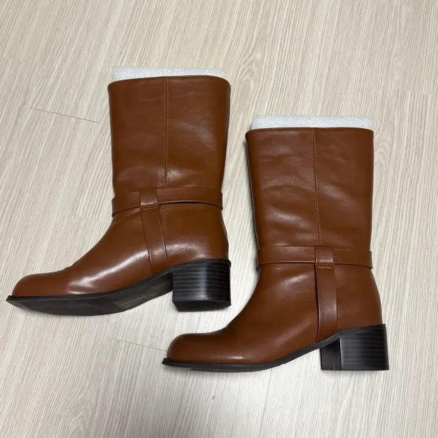 [BUNJANG] Brown Mid-Calf Boots / 브라운 미들 부츠