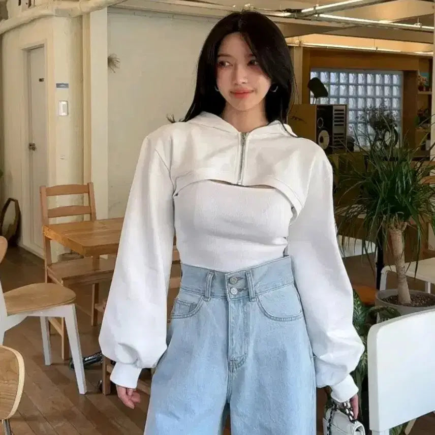 [BUNJANG] Monroe Zipper Bolero Set - Black / 먼로 지퍼볼레로세트 블랙 새상품