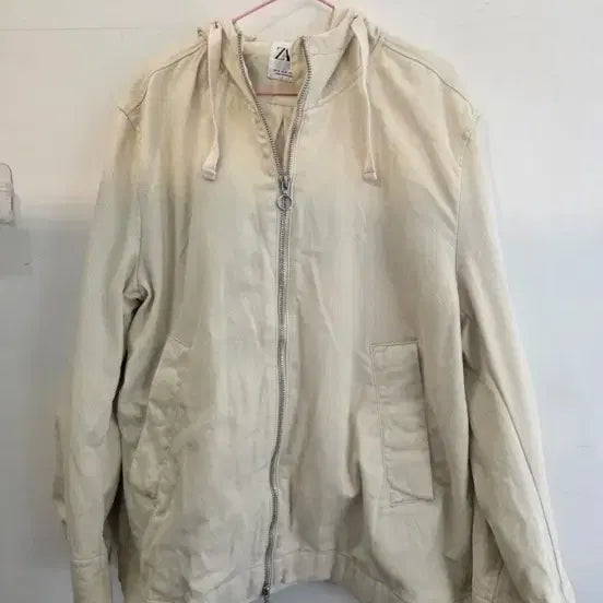 [BUNJANG] ZARA Ivory Hooded Zip-Up Jacket / 자라 아이보리 후드 집업 자켓