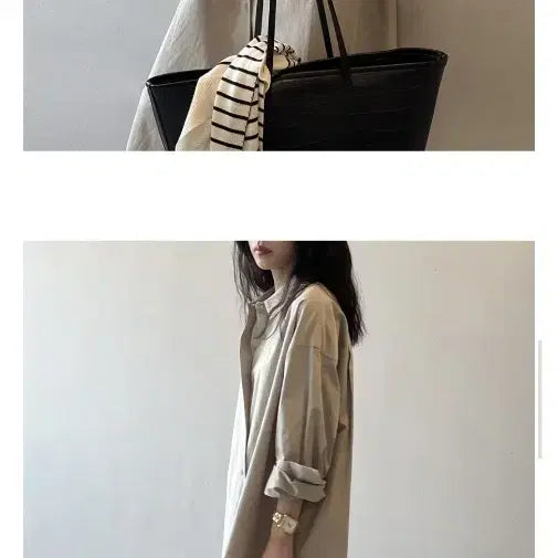 [BUNJANG] Beige Long Shirt Dress / 베이지 롱셔츠 원피스