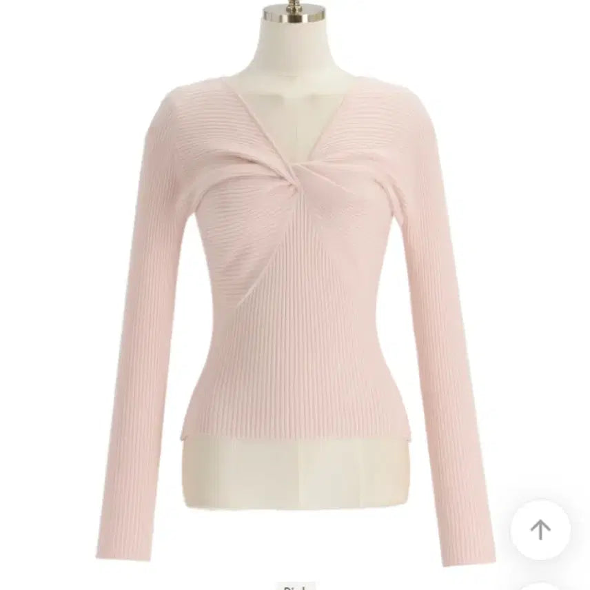 [BUNJANG] Attrangs Pink Twist Ribbed Knit Top / 아뜨랑스 핑크 꼬임 골지 니트 티