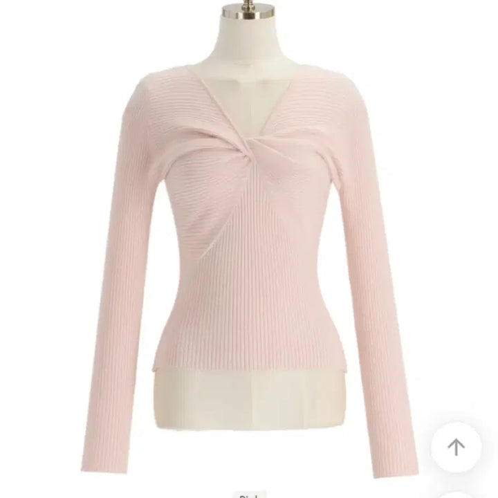 [BUNJANG] Attrangs Pink Twist Ribbed Knit Top / 아뜨랑스 핑크 꼬임 골지 니트 티