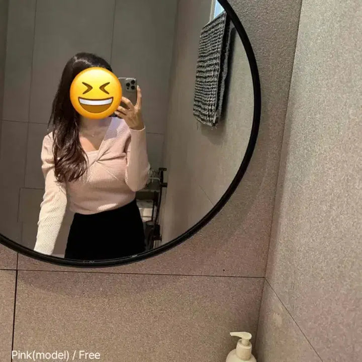 [BUNJANG] Attrangs Pink Twist Ribbed Knit Top / 아뜨랑스 핑크 꼬임 골지 니트 티