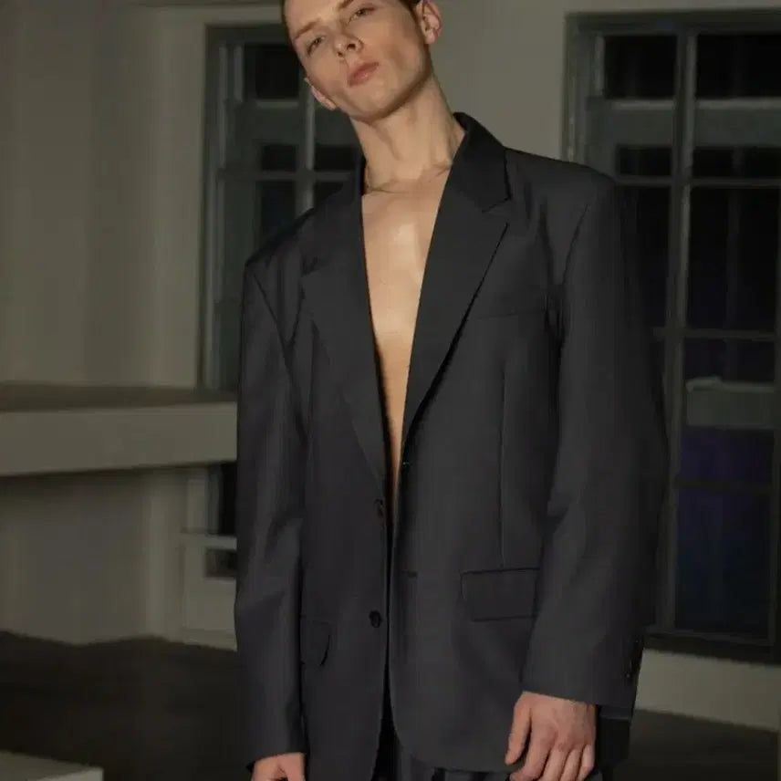 [BUNJANG] Decorozo Charcoal Oversized Set-up Jacket and Slacks / 데꼬로소 셋업 자켓 슬랙스(차콜)