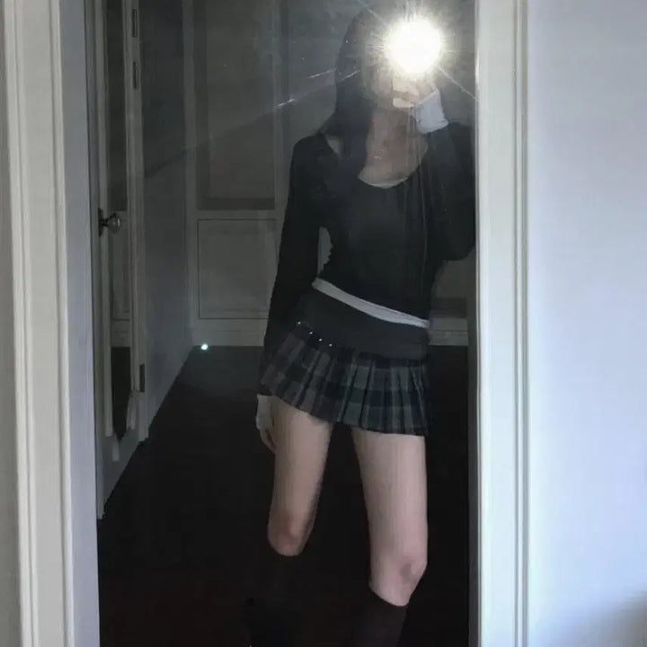 [BUNJANG] Jeanne Hot Chocolate Check Layered Pleated Mini Skirt / 잔느 핫초코 체크 레이어드 플리츠 미니 스커트