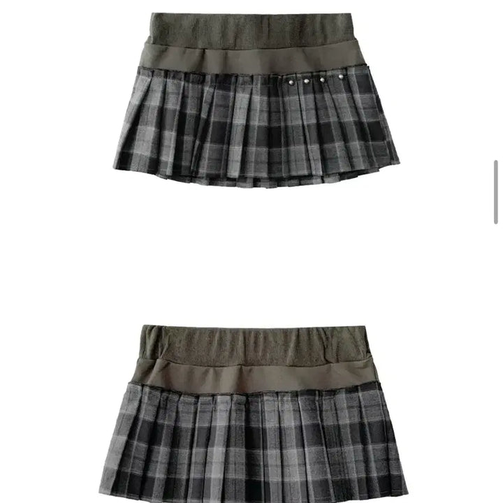[BUNJANG] Jeanne Hot Chocolate Check Layered Pleated Mini Skirt / 잔느 핫초코 체크 레이어드 플리츠 미니 스커트