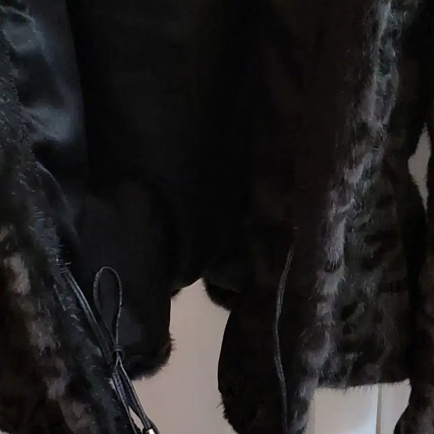 [BUNJANG] Black Leopard Mink Coat / 블랙 레오파드 빅후드 밍크코트