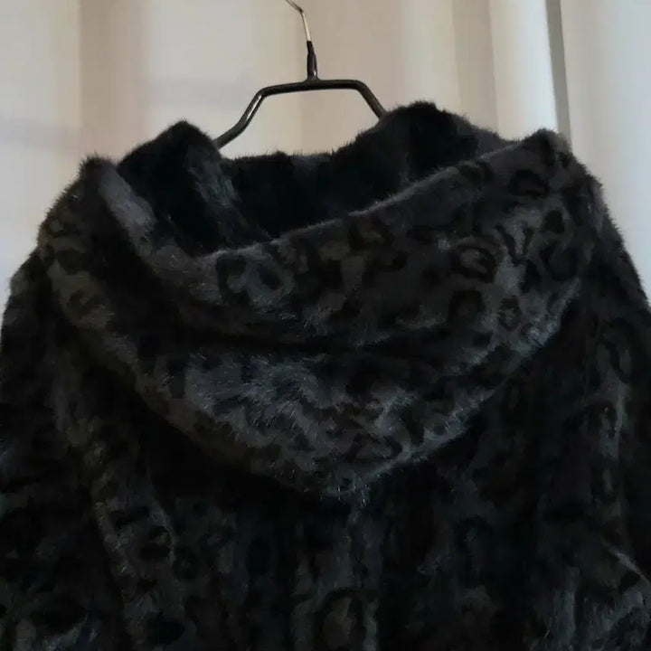 [BUNJANG] Black Leopard Mink Coat / 블랙 레오파드 빅후드 밍크코트