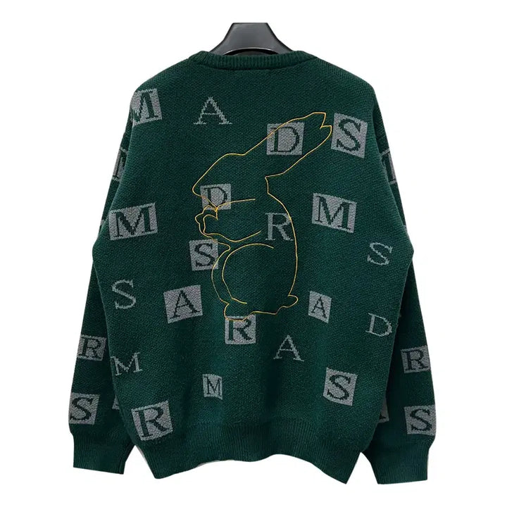 [BUNJANG] MadMars Rabbit Artwork Oversized Knit Sweater / 매드마르스 래빗 아트워크 오버핏 니트 L