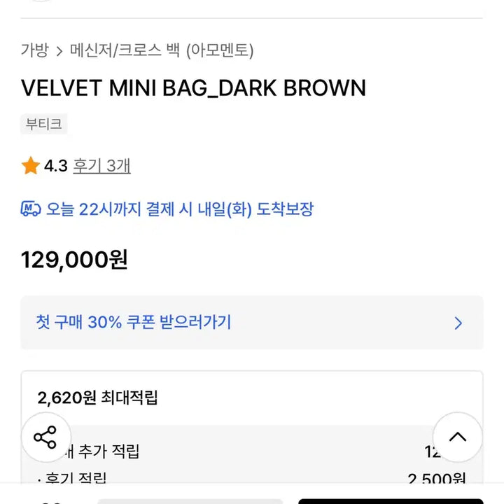 [BUNJANG] AMOMENTO Velvet Mini Bag Dark Brown / 아모멘토 벨벳 미니 백 다크브라운