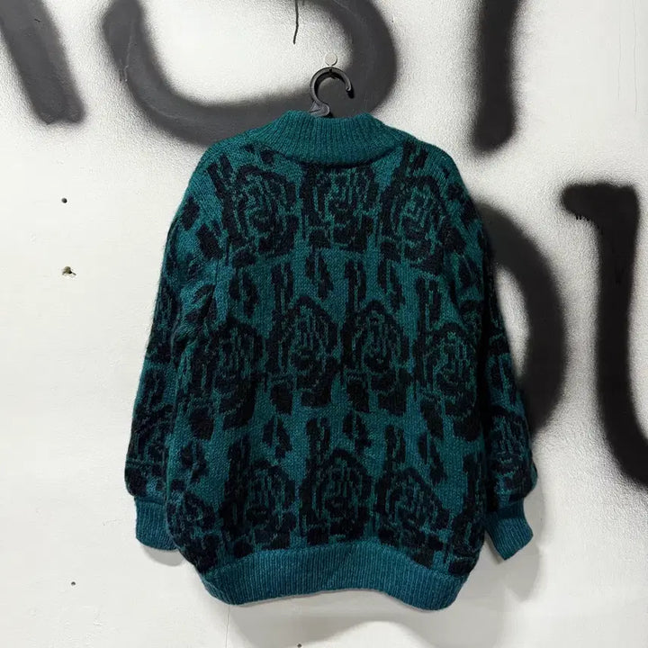 [BUNJANG] Vintage Ethnic Pattern Wool Blend Mohair Cardigan Jacket / VTG 빈티지 에스닉 풀 패턴 울 혼방 모헤어 가디건 자켓 틸