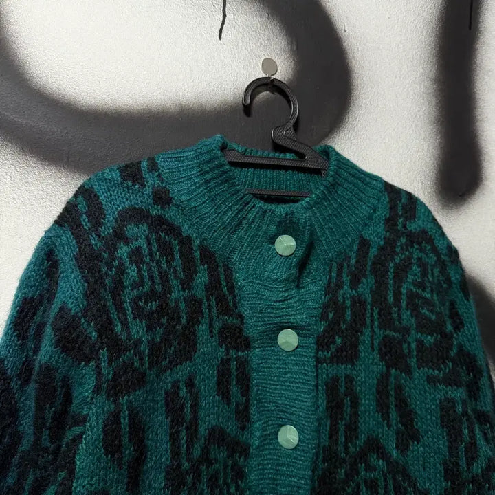 [BUNJANG] Vintage Ethnic Pattern Wool Blend Mohair Cardigan Jacket / VTG 빈티지 에스닉 풀 패턴 울 혼방 모헤어 가디건 자켓 틸
