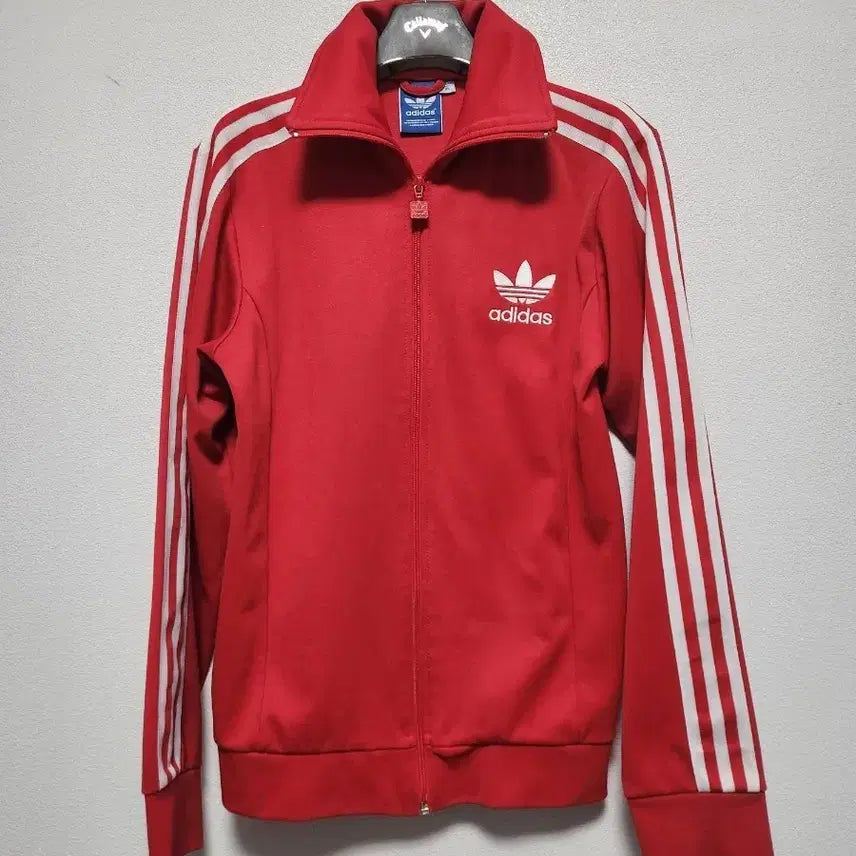 [BUNJANG] Adidas Red Tri-Stripe Track Jacket / 아디다스 빨간색 삼선 트랙 자켓