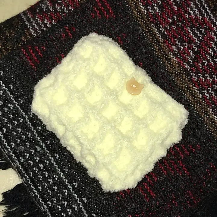 [BUNJANG] Handmade Waffle Knit Wallet - Cream Yellow / [handmade] 폭닥 와플 뜨개지갑_ cream yellow