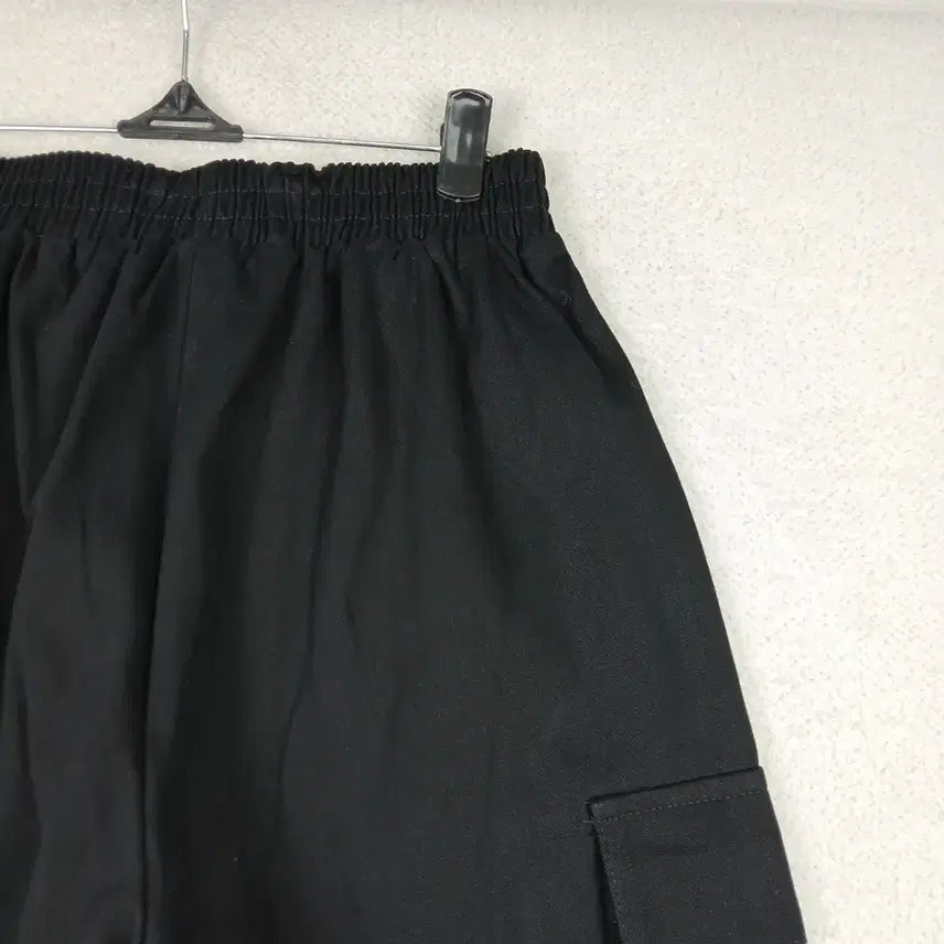 [BUNJANG] Black Cargo Wide Banding Pants (Size 55-66) / 여성 블랙 카고 와이드 밴딩 바지(55~66)