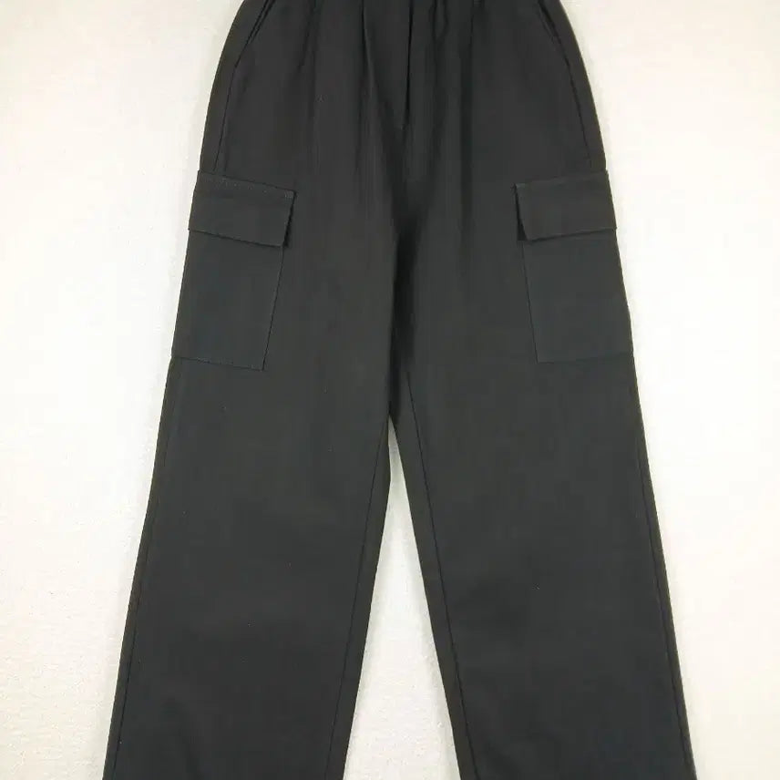 [BUNJANG] Black Cargo Wide Banding Pants (Size 55-66) / 여성 블랙 카고 와이드 밴딩 바지(55~66)