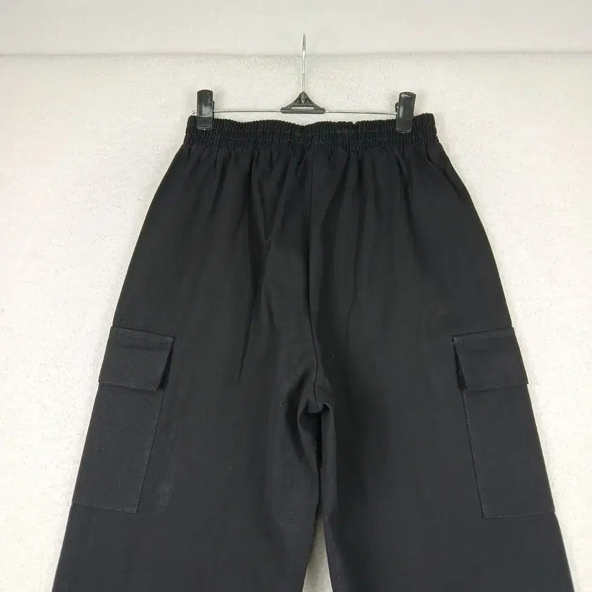 [BUNJANG] Black Cargo Wide Banding Pants (Size 55-66) / 여성 블랙 카고 와이드 밴딩 바지(55~66)