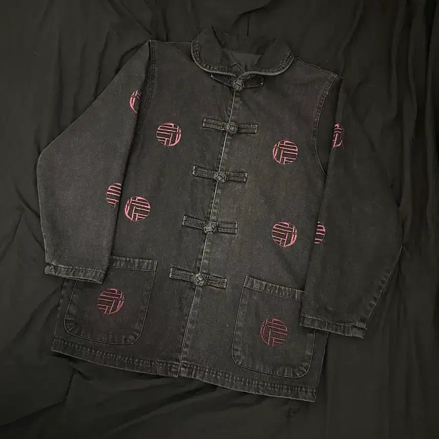 [BUNJANG] Vintage Kungfu Garment Wash Denim Jacket / 빈티지 쿵푸 가먼트워시 데님 자켓