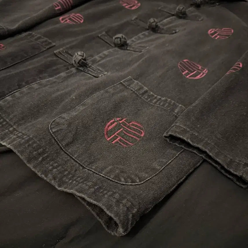 [BUNJANG] Vintage Kungfu Garment Wash Denim Jacket / 빈티지 쿵푸 가먼트워시 데님 자켓