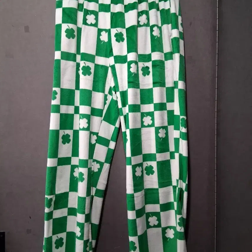 [BUNJANG] Clover Pattern Sleep Pants / 체크 클로버 패턴 수면 잠옷 바지