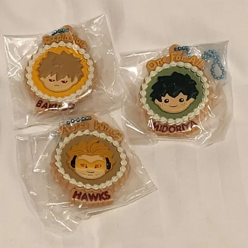 [BUNJANG] My Hero Academia Cookie Cake Gacha Keyring Bundle Set / 가챠) 히로아카 쿠키 케이크 가챠 키링 바쿠고,미도리야,호크스 일괄 세트