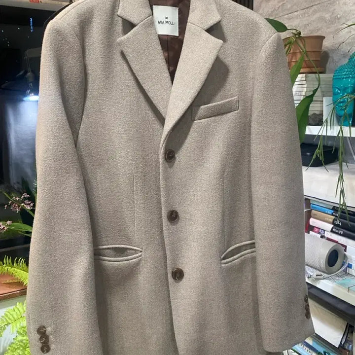 [BUNJANG] Abamolly Herringbone Three Button Coat - Beige - Size S / 아바몰리 헤링본 쓰리버튼 코트 /  베이지 S
