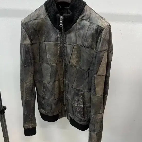 [BUNJANG] Dolce&Gabbana Patchwork Leather Bomber Jacket / 돌체앤가바나(D&G) 패치워크 레더 점퍼 50(100 슬림105)