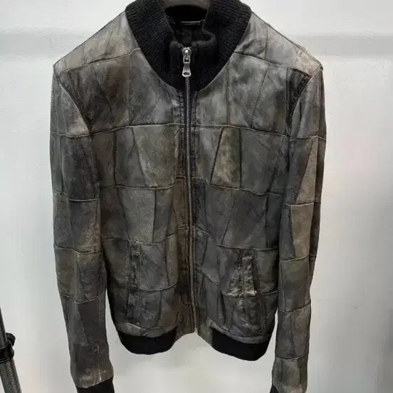 [BUNJANG] Dolce&Gabbana Patchwork Leather Bomber Jacket / 돌체앤가바나(D&G) 패치워크 레더 점퍼 50(100 슬림105)