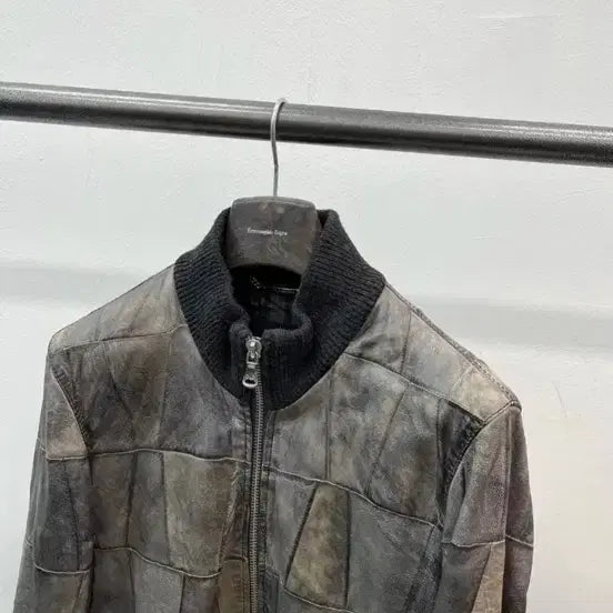 [BUNJANG] Dolce&Gabbana Patchwork Leather Bomber Jacket / 돌체앤가바나(D&G) 패치워크 레더 점퍼 50(100 슬림105)
