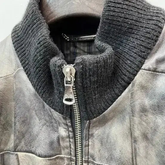 [BUNJANG] Dolce&Gabbana Patchwork Leather Bomber Jacket / 돌체앤가바나(D&G) 패치워크 레더 점퍼 50(100 슬림105)
