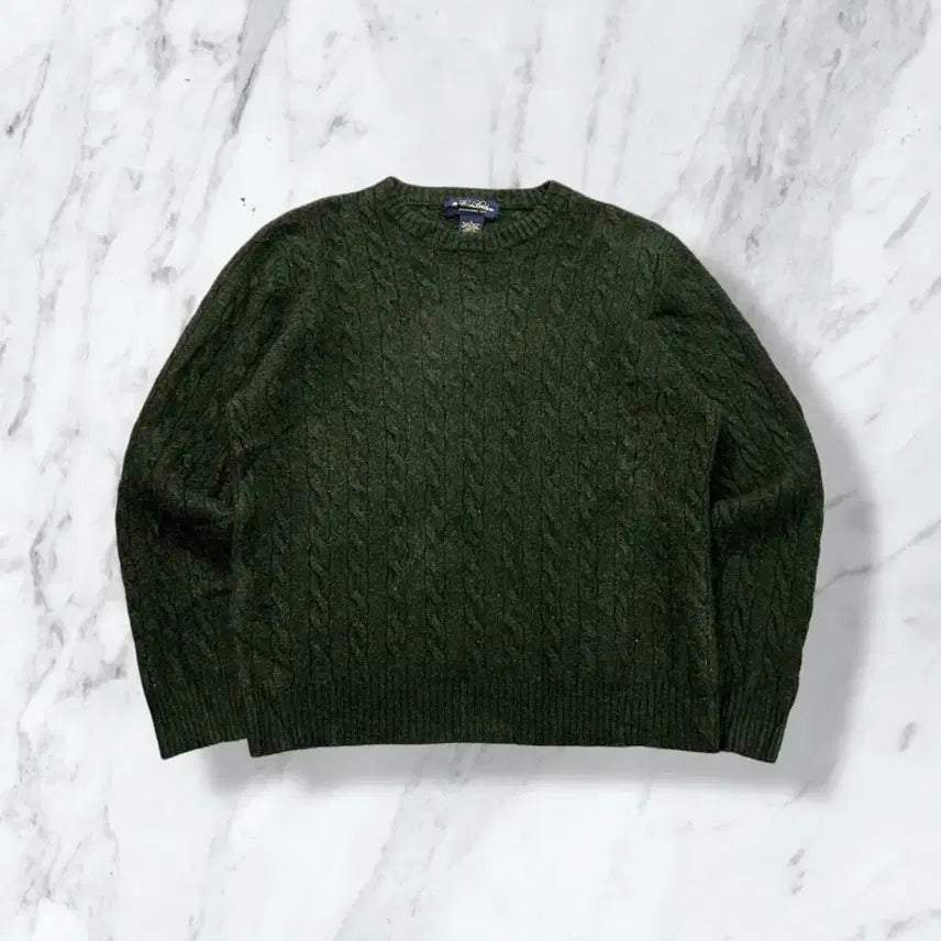 [BUNJANG] Brooks Brothers Olive Cable Knit Sweater / 브룩스 브라더스 올리브 케이블 니트