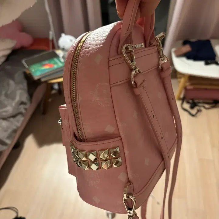 [SOLD OUT] MCM 정품 핑크 미니 백팩 가방 지뢰계
