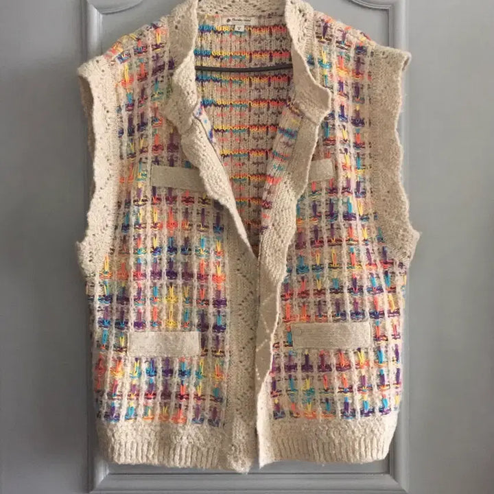[BUNJANG] Thursday Island Gradient Tweed Open Vest / 써스데이아일랜드 그라데이션 트위드 오픈 베스트 M사이즈