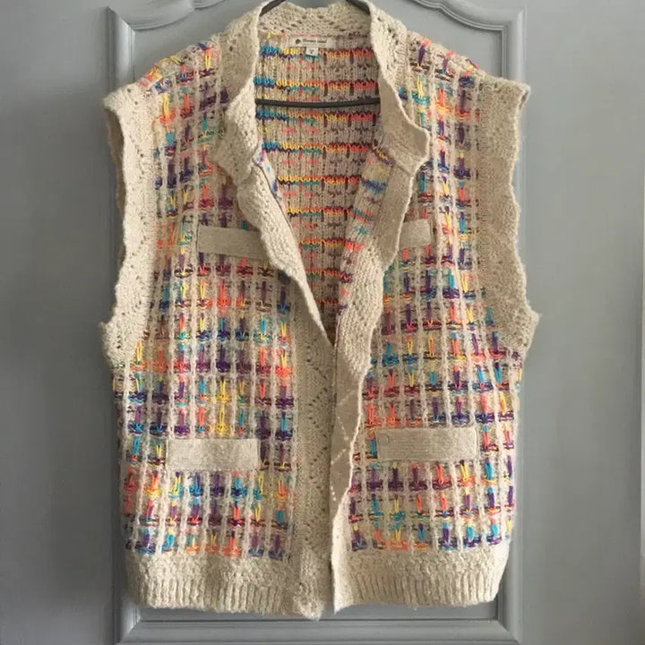 [BUNJANG] Thursday Island Gradient Tweed Open Vest / 써스데이아일랜드 그라데이션 트위드 오픈 베스트 M사이즈