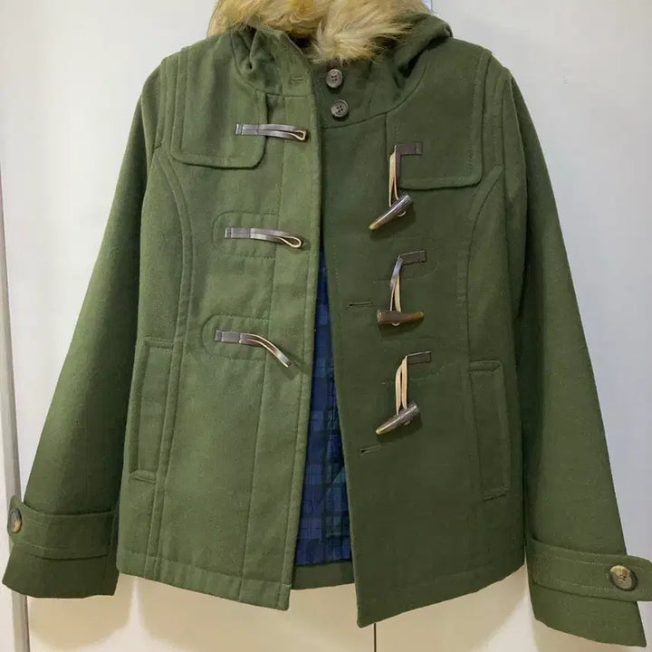[BUNJANG] Earth Music&amp;Ecology Duffle Coat - Khaki / 어스뮤직앤이콜로지 더플코트 카키