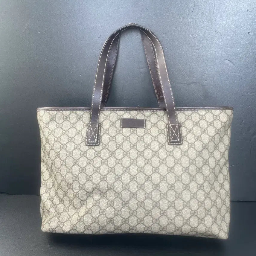 [BUNJANG] Gucci GG Logo Large Shopper Tote Bag / GUCCI 구찌 PVC GG로고 라지 쇼퍼 토트백 숄더백 211137
