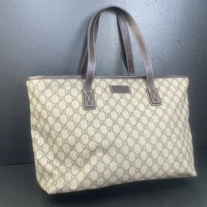 [BUNJANG] Gucci GG Logo Large Shopper Tote Bag / GUCCI 구찌 PVC GG로고 라지 쇼퍼 토트백 숄더백 211137