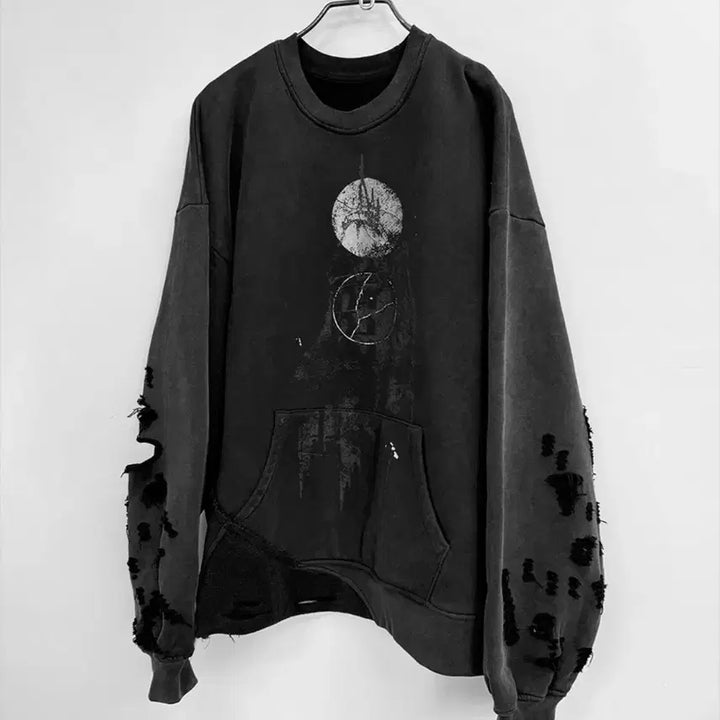 [BUNJANG] CORD. Deflection Damaged Sweatshirt - M / 코드(CORD.) 디플렉션 데미지드 스웻셔츠 맨투맨 M사이즈