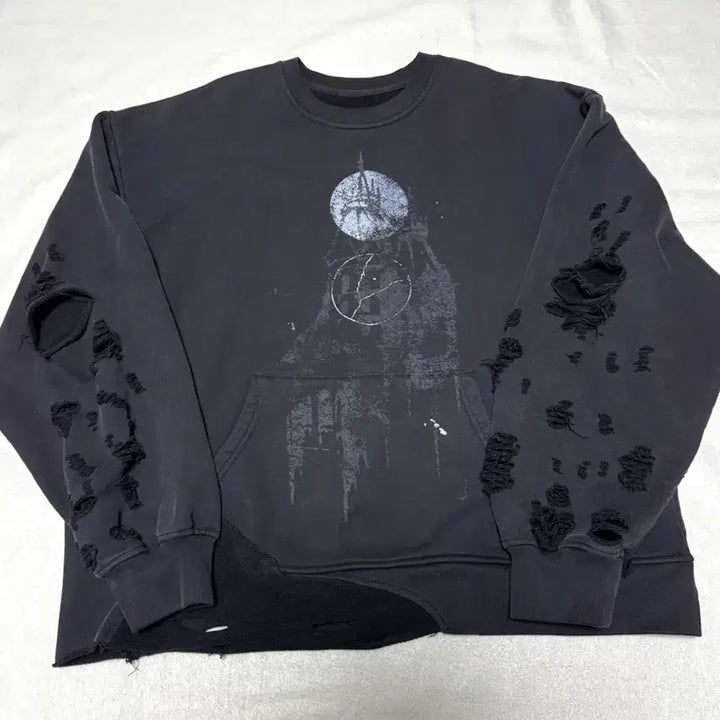 [BUNJANG] CORD. Deflection Damaged Sweatshirt - M / 코드(CORD.) 디플렉션 데미지드 스웻셔츠 맨투맨 M사이즈