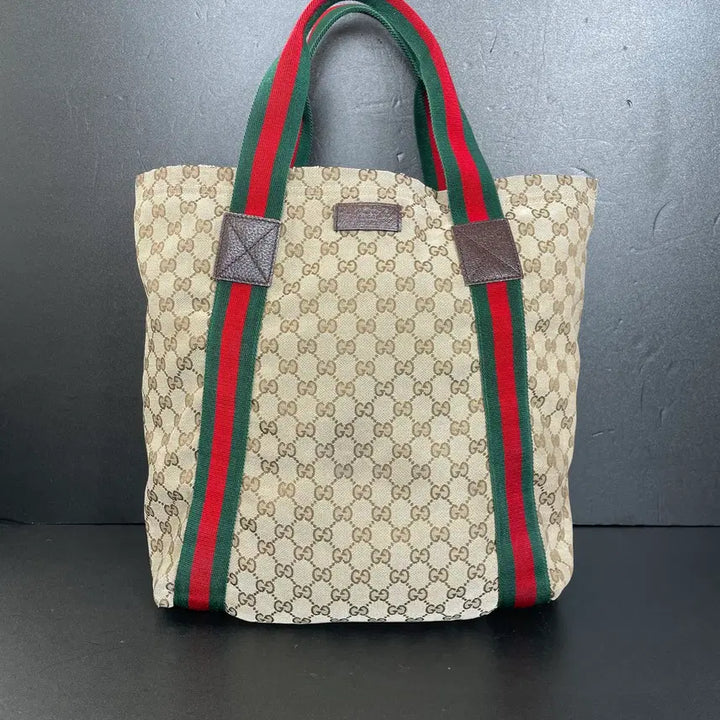 [BUNJANG] Gucci GG Jacquard Brown Tote Bag / GUCCI 구찌 GG 쟈가드 브라운 삼선 토트백 카바스 숄더백189669