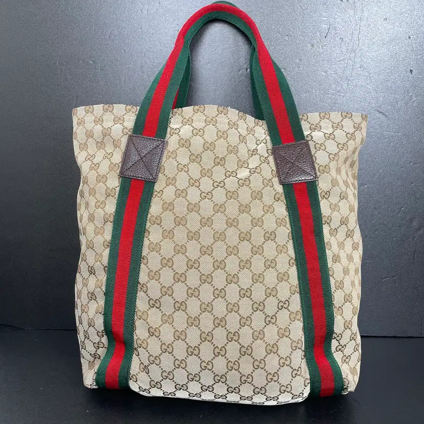 [BUNJANG] Gucci GG Jacquard Brown Tote Bag / GUCCI 구찌 GG 쟈가드 브라운 삼선 토트백 카바스 숄더백189669