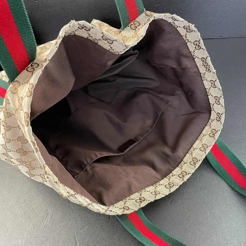 [BUNJANG] Gucci GG Jacquard Brown Tote Bag / GUCCI 구찌 GG 쟈가드 브라운 삼선 토트백 카바스 숄더백189669