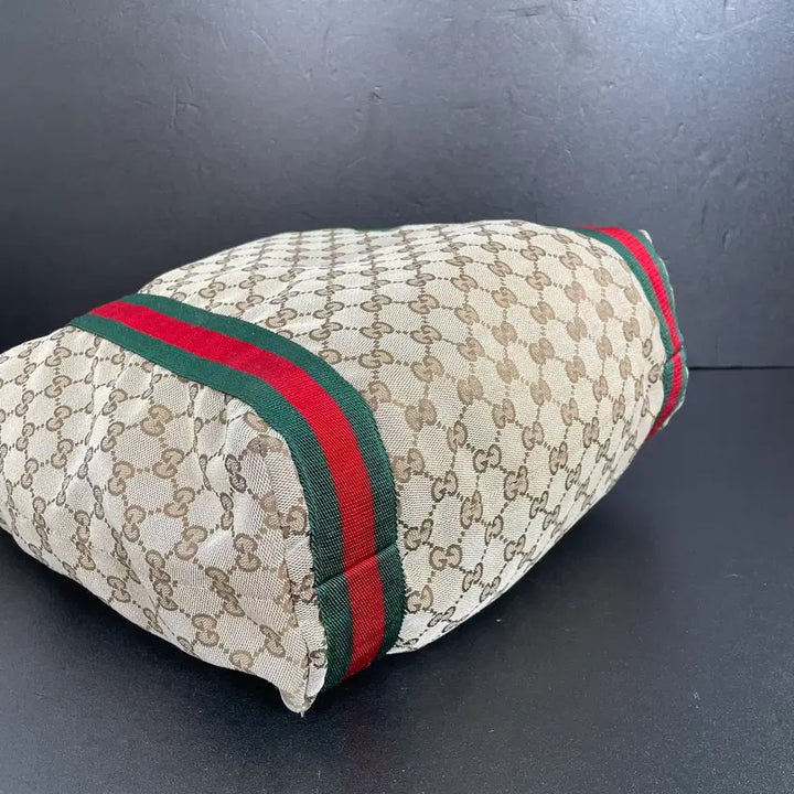 [BUNJANG] Gucci GG Jacquard Brown Tote Bag / GUCCI 구찌 GG 쟈가드 브라운 삼선 토트백 카바스 숄더백189669