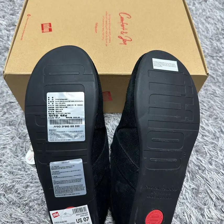 [BUNJANG] Fitflop Chris Shearling Suede Slippers - Black 245 / [새상품] 핏플랍 크리스 시어링 라인 스웨이드 슬리퍼 / 블랙 245
