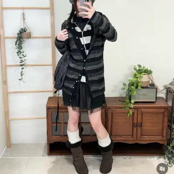 [BUNJANG] Cocomori Vintage Stripe Outfit Set / 코코모리 일본 빈티지 코디셋 코디 세트 스트라이프 모리걸 니혼진