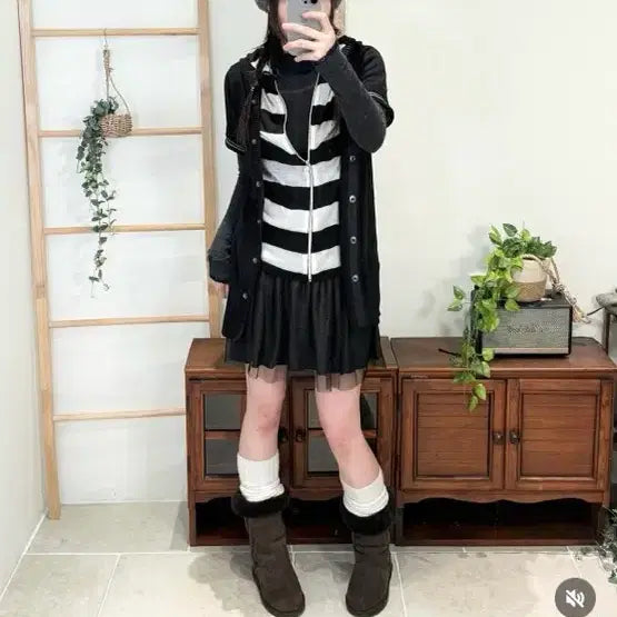 [BUNJANG] Cocomori Vintage Stripe Outfit Set / 코코모리 일본 빈티지 코디셋 코디 세트 스트라이프 모리걸 니혼진