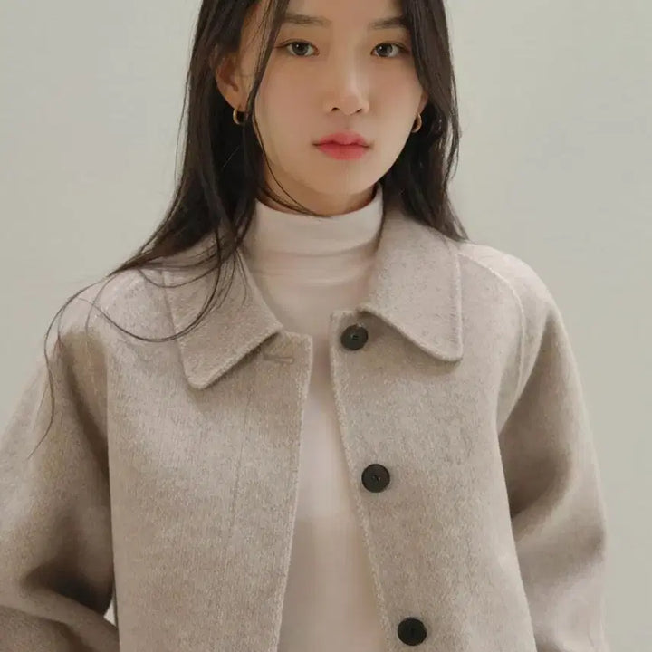 [BUNJANG] 98doC Jacquard Hidden Handmade Short Coat Warm Gray / 98도씨 자가드 히든 핸드메이드 숏코트 웜그레이