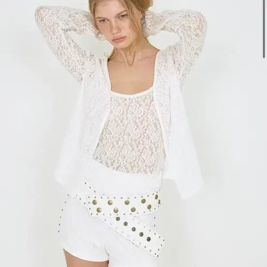 [BUNJANG] Polysooem Flower Lace Cardigan Set / 폴리수엠 플라워레이스가디건세트 화이트